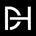 White DH monogram logo on a black background
