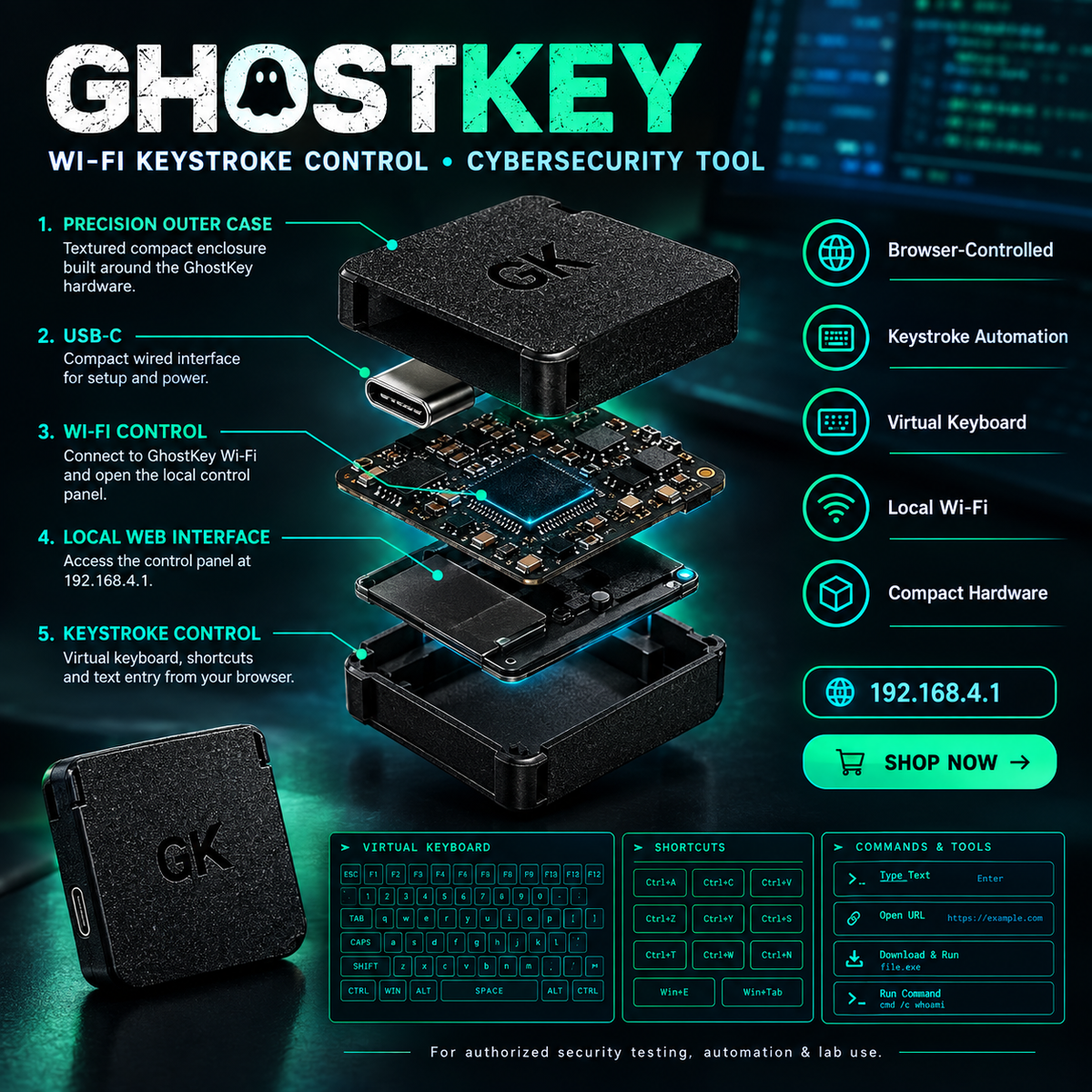 GhostKey Wireless | أداة تحكم لاختبارات الـ Cybersecurity